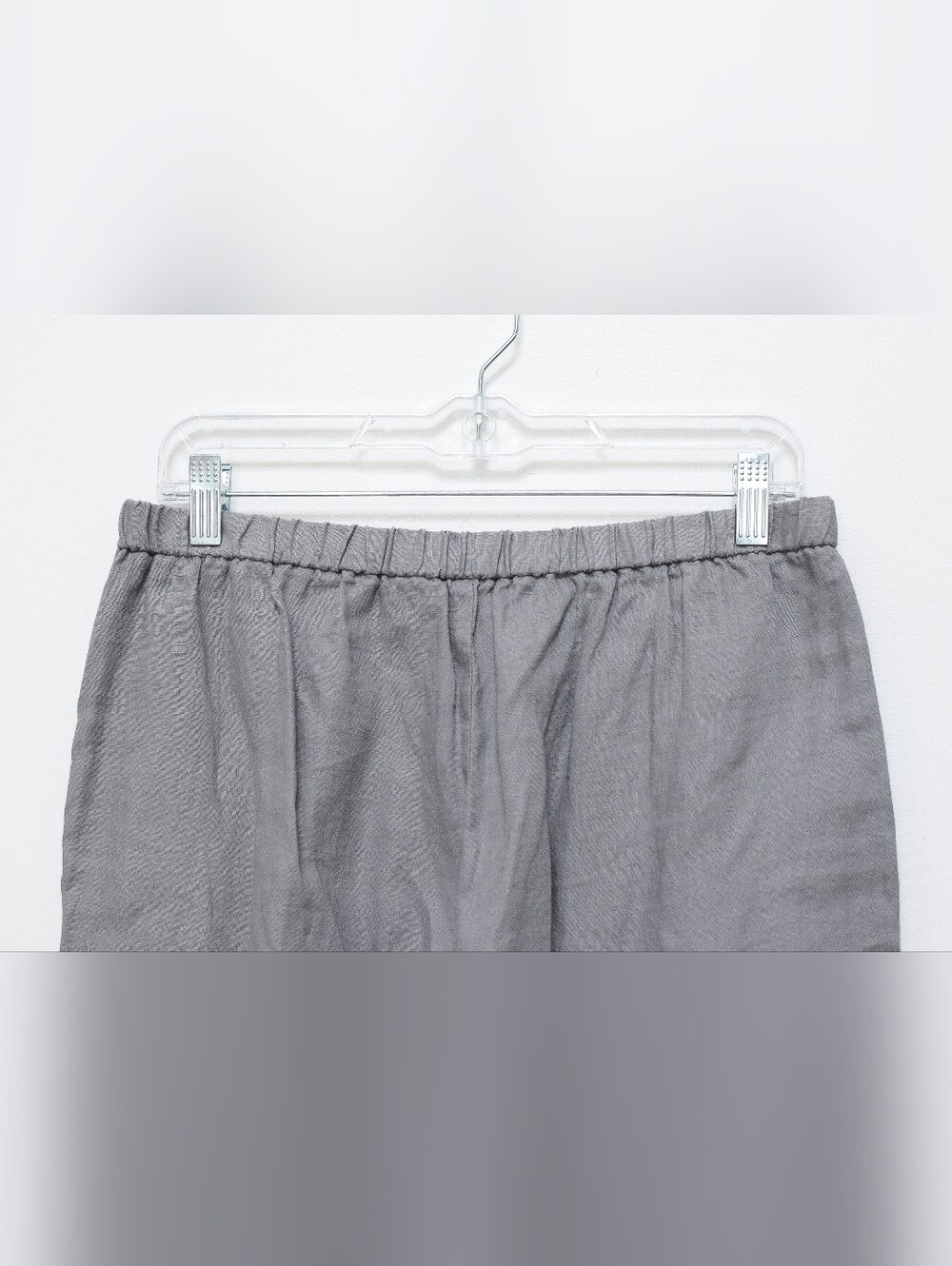 Eileen Fisher Organic Linen Wide Leg Pants Gray Size S Elastic Waist Summer - Picture 6 of 8